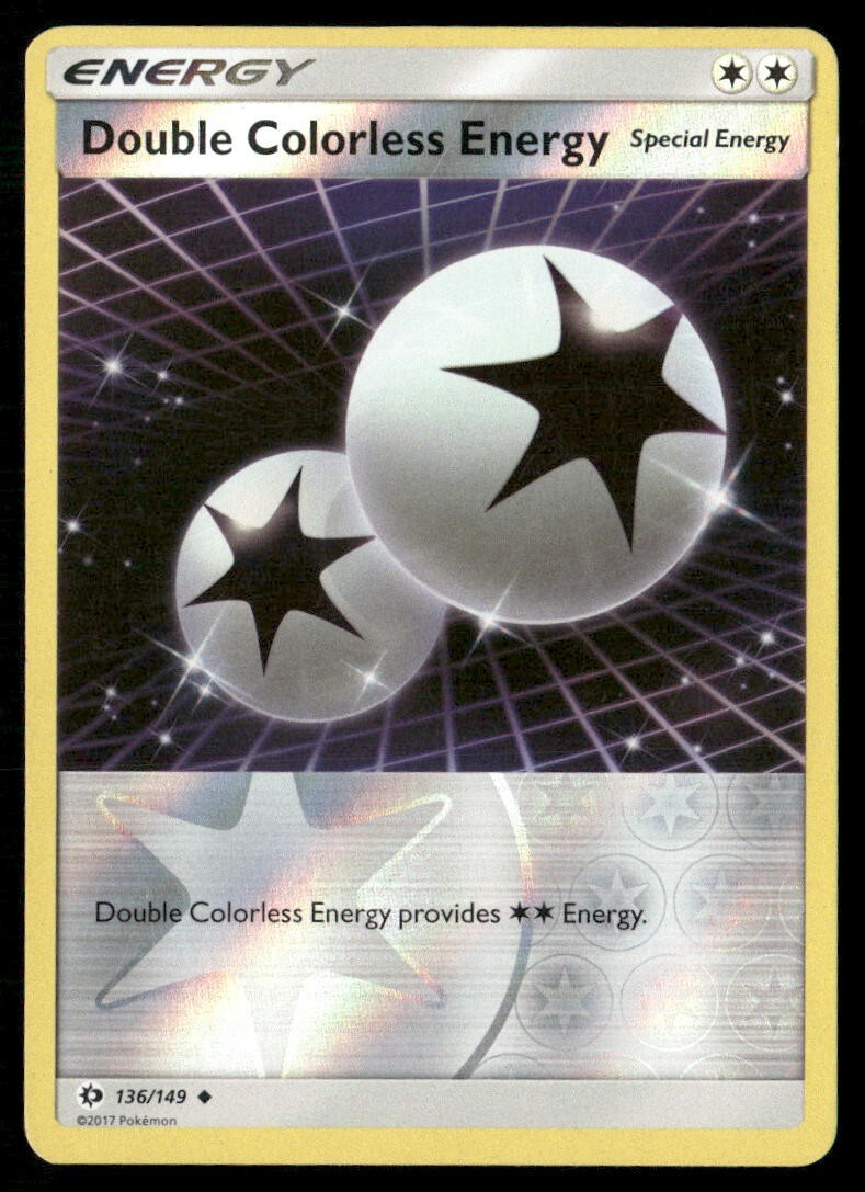 2017 Sun & Moon Set Pokemon Card 136  Double Colorless Energy Reverse Foil LP