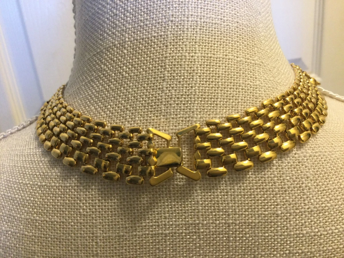 Vintage Napier Necklace Textured Gold Tone Art Deco Style Fold Over Clasp  Signed | eBay