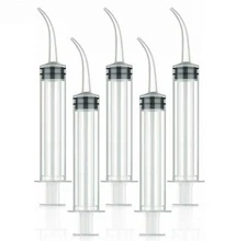 200 12cc Oral Curved Tip Dental Syringes Monoject Style Disposable Plastic BULK