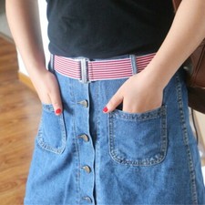 4CM Elastic Adjustable Belt Buckle Flat Stretch Jeans Pants Skirt Waistband Soft