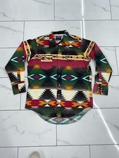 Vintage Wrangler Aztec Native Print Button Up Shirt 17.5 X 35 Pearl Snap Cowboy