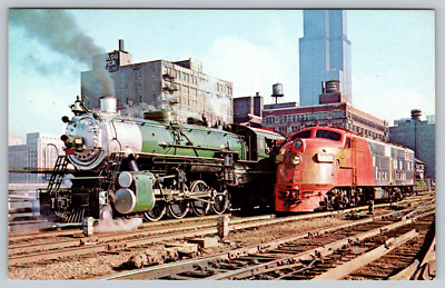 SOUTHERN RAILWAY ROCK ISLAND LINES 4501 2-8-2 630 E6 Locomotive Train Postcard