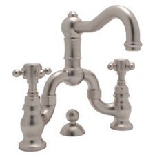 Rohl Acqui A1419XMSTN-2 Satin Nickel Bathroom Cross Handle Bridge Faucet