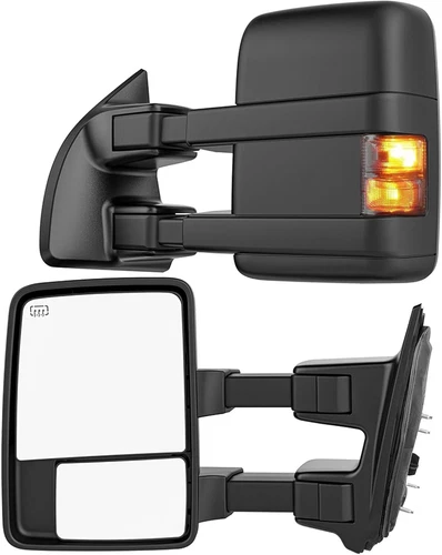 Power Heated Tow Mirrors for 08-16 Ford F250-F550 Super Duty SMOKE Turn Signal