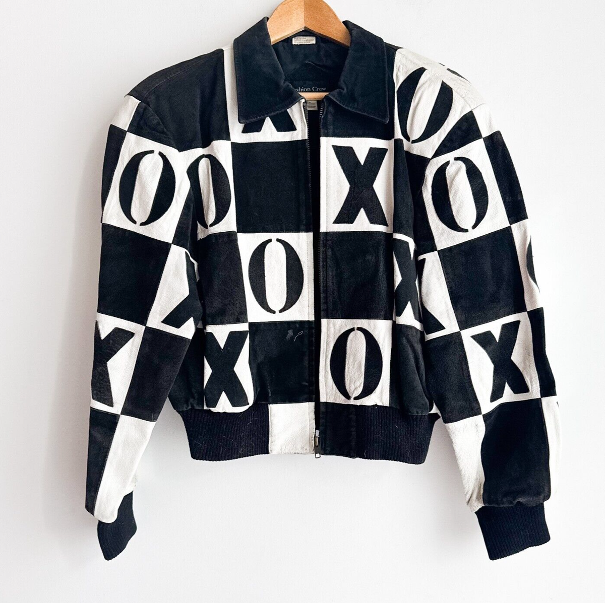 Vintage Fashion Crew XOXO Black White Suede Jacket M