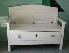 ♥ PANCA CASSAPANCA ABETE VINTAGE ANNI 60 ARTE POVERA SHABBY CHIC BIANCA LEGNO