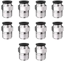 10PCS Push to Connect Fittings 1/4 Inch Tube OD x 1/4 Inch NPT Thread Pneumat...