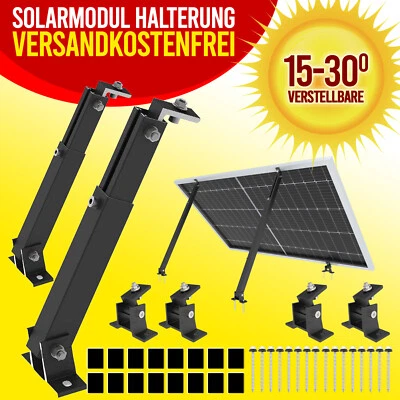 Aufständerung Solarmodul Halterung Balkonkraftwerk PV VERSTELB 15-30° SCHWARZ