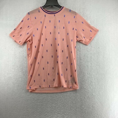 Fresh Prints Of Bel-Air Mens Peach Pineapple Print Short Sleeve Shirt Sz L