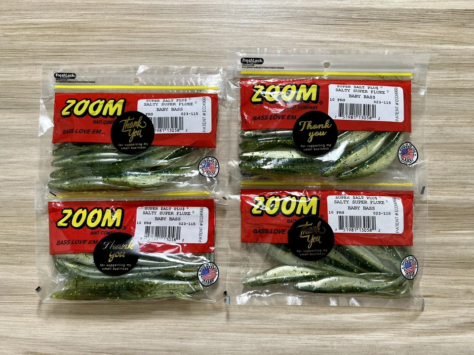 ZOOM (Lote de 4) Super Flukes Salado +, Pesca de Lubina, Totalmente Nuevo, ¡Envío Gratis! Foto 3 de 4