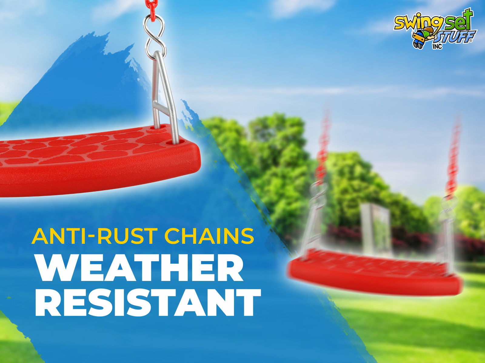 SWING SET STUFF INC. FLAT SEAT WITH 8.5 FT COATED CHAIN RED fun outside 0311