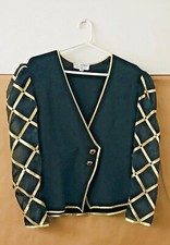 New St John Evening Knit Black Gold Jacket Size 8 Made in USA by Marie Gray