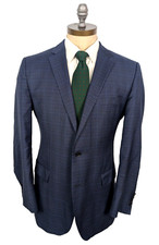 BOSS Hugo 42L The Smith Sport Coat Wool Blue Check Dual Vent