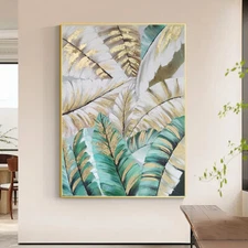 Handpainted Oil Painting On Canvas Leaf Home Wall Art Canvas New Arrival Flower