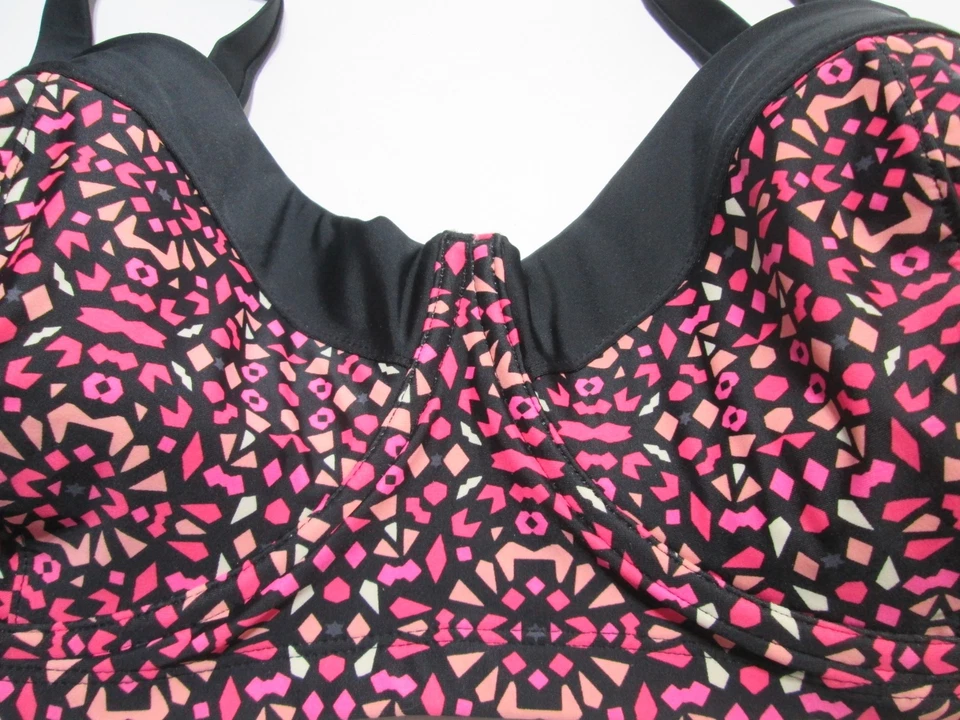 Top de bikini Ava & Viv para mujer talla 26W negro/rosa con aros correas ajustables Foto 3 de 4