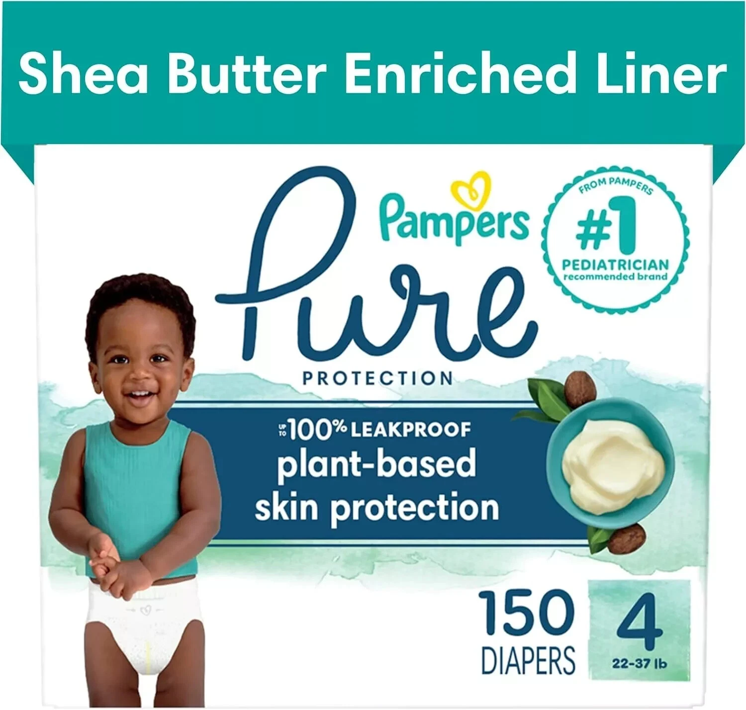 Pampers Pure Protection Diapers - Size 4, One Month Supply (150 Count)