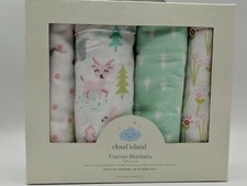 Flannel Baby Blankets Two by Two 4pk - Cloud Island Gray Pink 30" x 30"