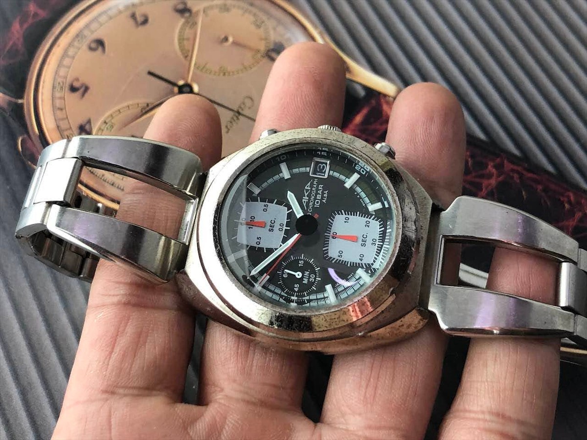 人気が高い AKA Seiko 39MM SHIPPING! FREE Alba CHRONOGRAPHIC V657-6030 アルバ