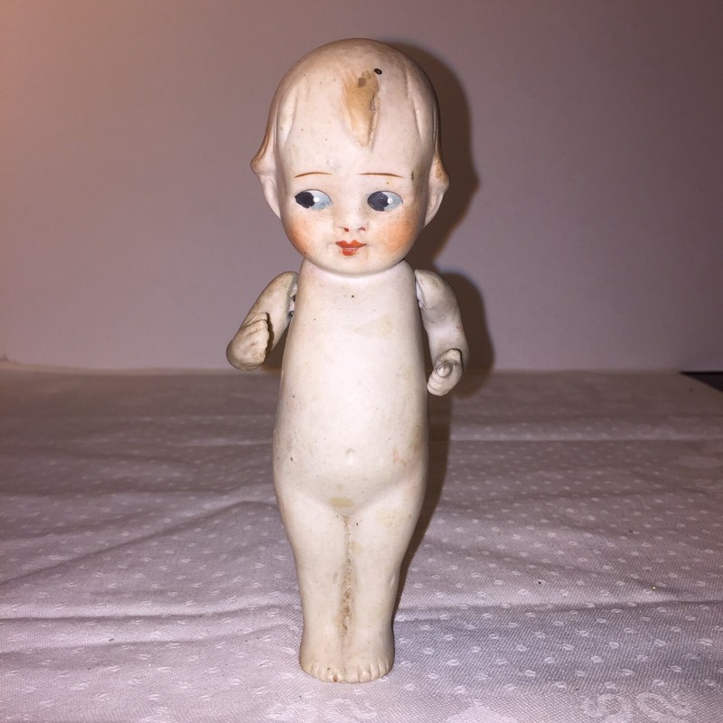 6” Porcelain Doll Marked Nippon.  Moveable Arms.  Very Good Vintage Condition
