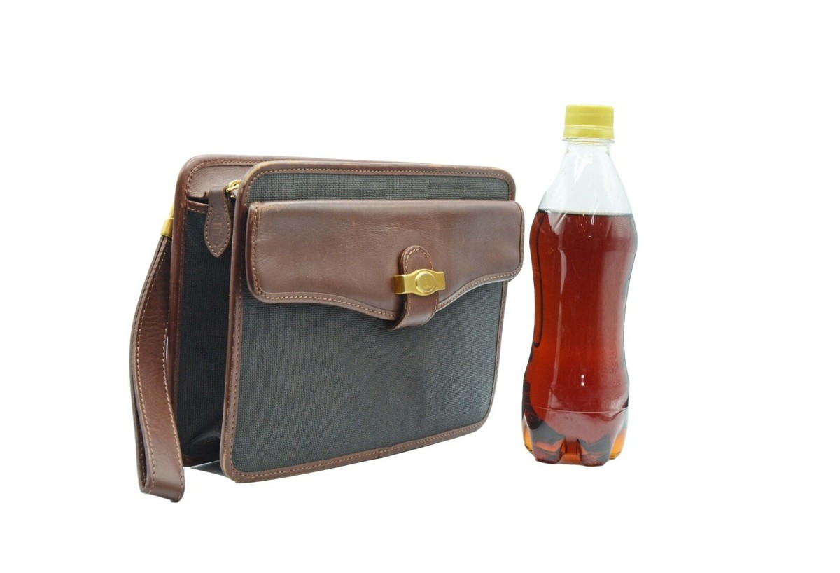 Dunhill Canvas Leather Clutch Bag Secondary Bag Handbag Purse Bag