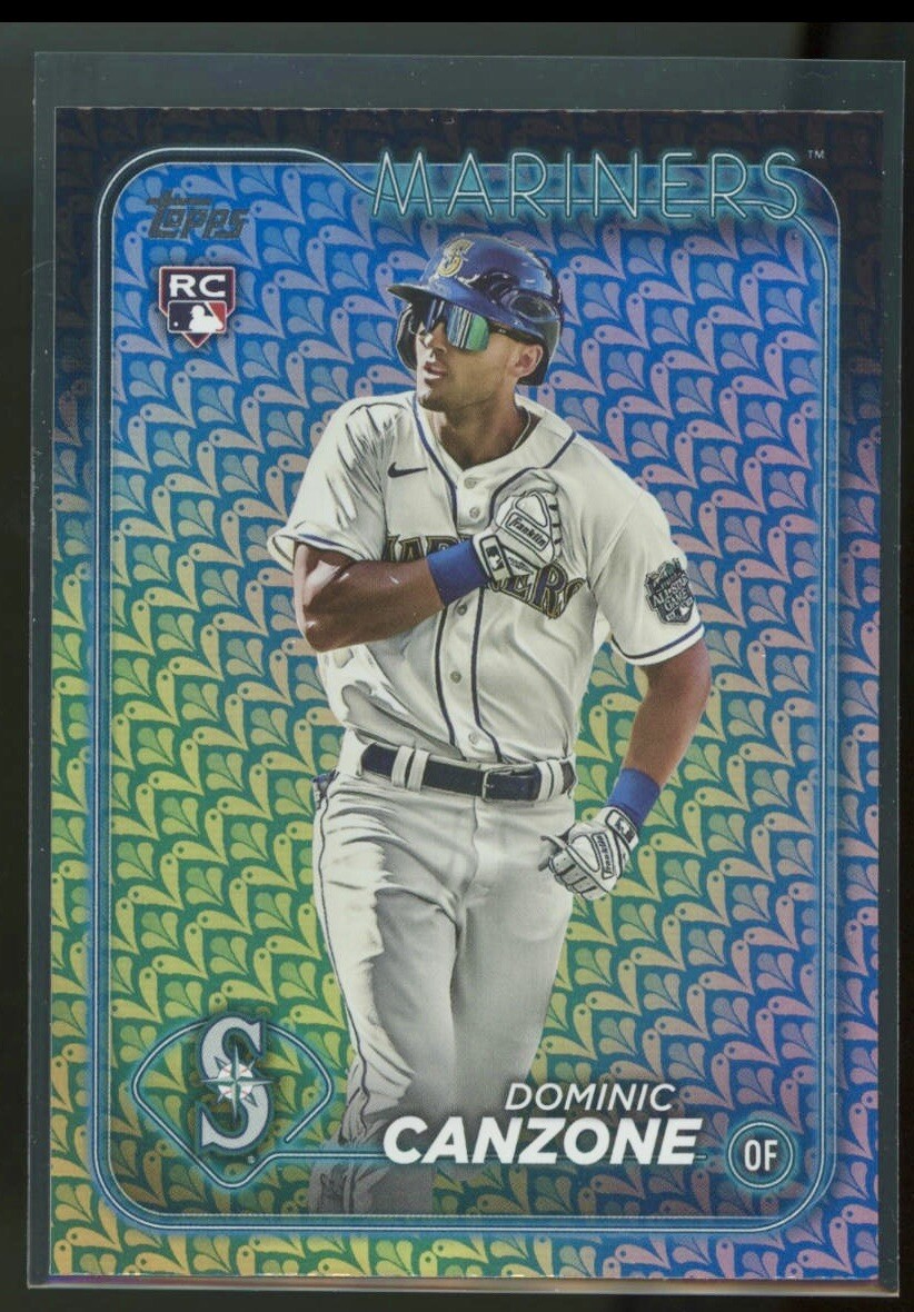 Dominic Canzone 2024 Topps Series One Mariners SP Holiday Foil Rookie Card #195