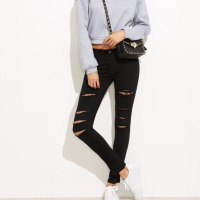 black ripped jeans ebay