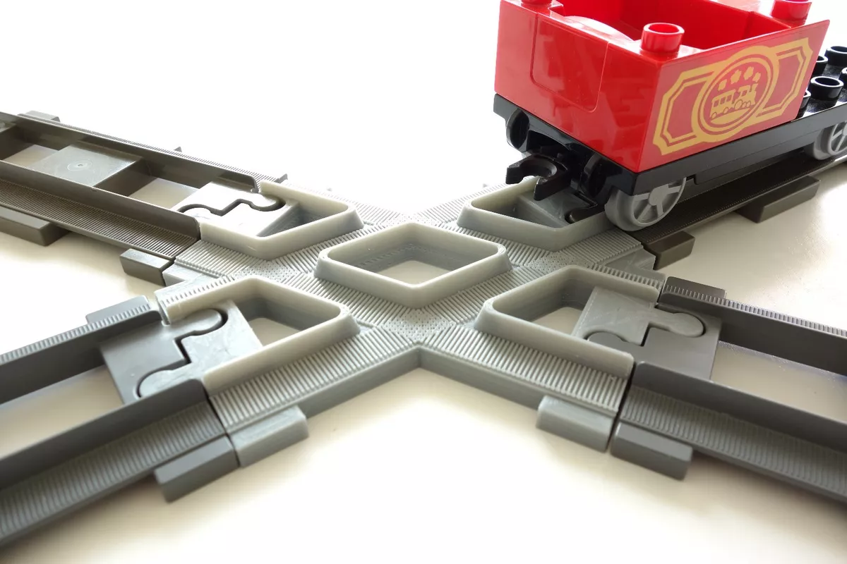 Duplo Train 60° Cross Crossing track rail, kreuz, kreuzung 6376 - 3D printed