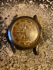 Authentic Vintage Benrus St. Christopher Protect Us 10k Gold Plated Mens Mechanical Watch
