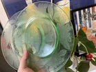 2 Macbeth Evans 8” Dogwood Green Depression Glass Uranium Salad Luncheon Plates