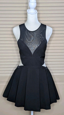 THREE FLOOR Black Cutout Dress Mini Mesh Sheer Sz 2 With Pockets!
