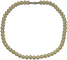 Vintage Necklace SIGNED JAPAN Choker Faux Pearl Beaded Light Cream 2