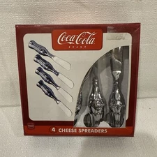 Coca Cola Collectible 4 Cheese Spreaders Die Cast Chrome Plated Metal BRAND NEW
