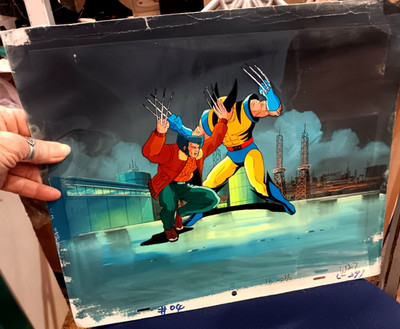 X-Men Wolverine & Morph Original Animation Cel & Hand Painted Background RARE