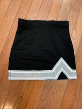 Chasse Blaze Cheer Skirt Youth Medium YM Omni Cheer Black White Silver Stripe YM