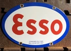 Vintage 1957 Dated Esso Oval Logo Gasoline 11.75” Porcelain Gas Oil Sign