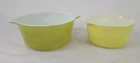 Vintage Pyrex Mixing Bowls 474-B 1.5 Qt & 473 1 Qt Green & Yellow Ovenware