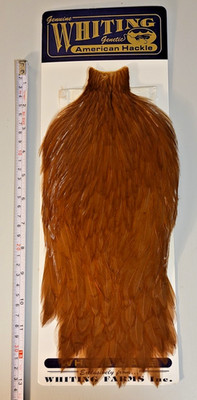 Whiting American Rooster Cape, White Dyed Brown, Fly Tying