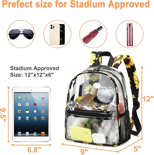 Clear Mini Backpack for Stadium Events 12'' H-Mini, Sunflower  - Picture 2 of 9