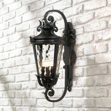 Casa Marseille Country Cottage Outdoor Wall Light Fixture Black Scroll 27 1/2"
