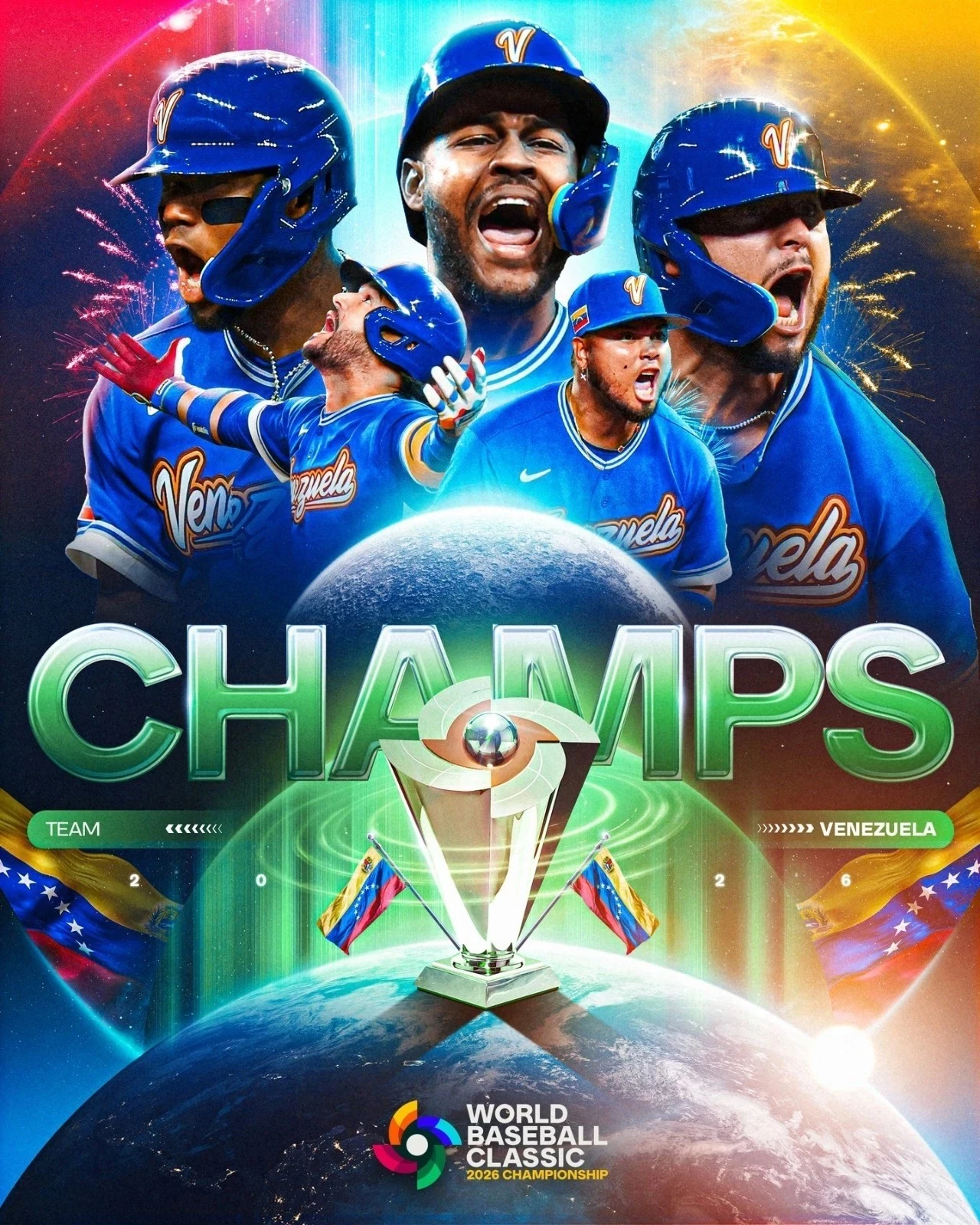 Team Venezuela Baseball 2026 First World Baseball Classic Champions Poster
