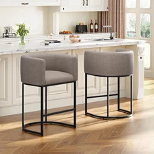 26" H Counter Height Bar Stools, Modern Barrel Counter Stools with Backrest and 