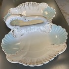 Antique Large KPM Germany Porcelain Divided Handled Serving Dish Blue Gold Trim — photo 2
