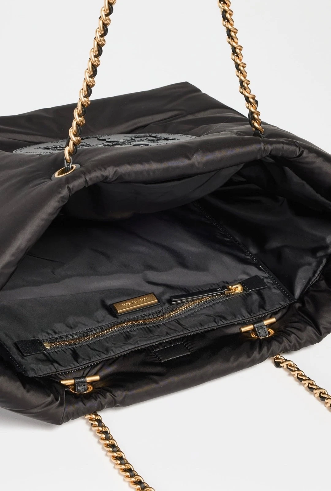 TORY BURCH $348 NERO ELLA PUFFY TOTE nuovo con etichette