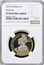 2019 £2 Two Pound Britannia NGC PF69 PROOF Great Britain Some tone/stain
