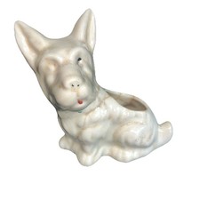 Vintage Scottie SCOTTISH TERRIER Dog White Brown Pottery Ceramic Planter