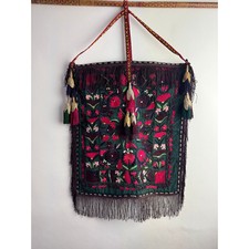 Silk Suzani Hand Embroidered Tapestry Uzbek Tribal Wall Hanging 20th Century