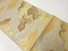 7230612: JAPANESE KIMONO / ANTIQUE FUKURO OBI / SILK / WOVEN WAVE