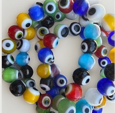 Lampwork Glass Beads Evil Eye Multicolor Round 7mm Qty:34