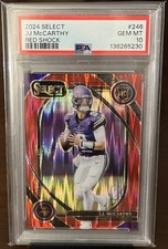 PSA 10 2024 Panini Select Club Level J.J. McCarthy /249 #246 Red Shock Prizm RC