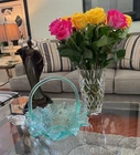Vintage Fenton Aqua Art Glass 12" basket Beautiful 🤩